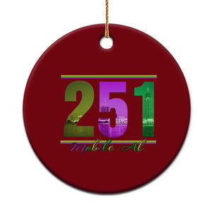 Funny Mardi Gras In Mobile Alabama 251 Ceramic Ornament Skyline Area Code TS11 1pc Red Print Your Wear