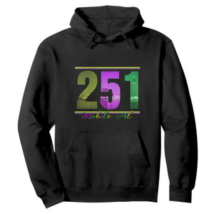 Funny Mardi Gras In Mobile Alabama 251 Hoodie Skyline Area Code TS11 Black Print Your Wear