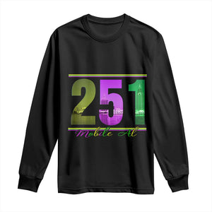 Funny Mardi Gras In Mobile Alabama 251 Long Sleeve Shirt Skyline Area Code TS11 Black Print Your Wear