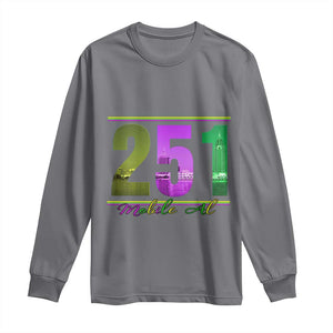 Funny Mardi Gras In Mobile Alabama 251 Long Sleeve Shirt Skyline Area Code TS11 Charcoal Print Your Wear