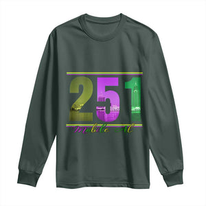 Funny Mardi Gras In Mobile Alabama 251 Long Sleeve Shirt Skyline Area Code TS11 Dark Forest Green Print Your Wear