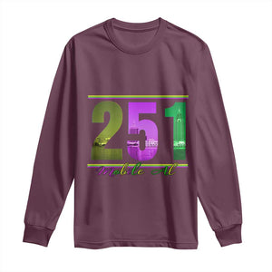 Funny Mardi Gras In Mobile Alabama 251 Long Sleeve Shirt Skyline Area Code TS11 Maroon Print Your Wear