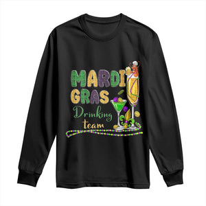 Funny Mardi Gras Drinking Team Long Sleeve Shirt Cocktails Wine Crawfish Beads Glitter Print TS11 Black Print Your Wear