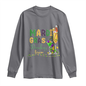 Funny Mardi Gras Drinking Team Long Sleeve Shirt Cocktails Wine Crawfish Beads Glitter Print TS11 Charcoal Print Your Wear