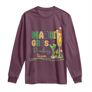 Funny Mardi Gras Drinking Team Long Sleeve Shirt Cocktails Wine Crawfish Beads Glitter Print TS11 Maroon Print Your Wear