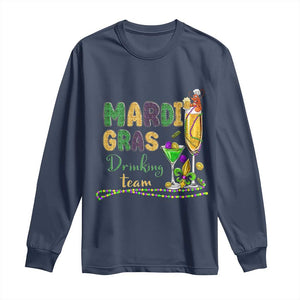 Funny Mardi Gras Drinking Team Long Sleeve Shirt Cocktails Wine Crawfish Beads Glitter Print TS11 Navy Print Your Wear