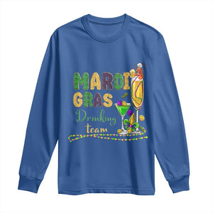 Funny Mardi Gras Drinking Team Long Sleeve Shirt Cocktails Wine Crawfish Beads Glitter Print TS11 Royal Blue Print Your Wear