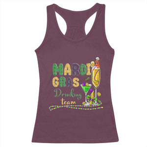 Funny Mardi Gras Drinking Team Racerback Tank Top Cocktails Wine Crawfish Beads Glitter Print TS11 Maroon Print Your Wear