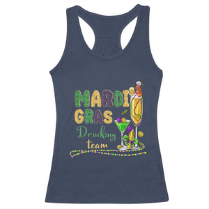 Funny Mardi Gras Drinking Team Racerback Tank Top Cocktails Wine Crawfish Beads Glitter Print TS11 Navy Print Your Wear