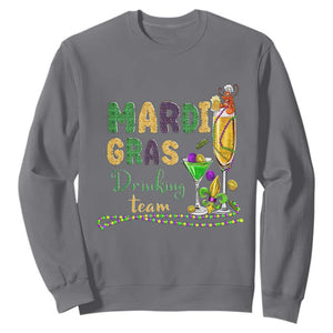 Funny Mardi Gras Drinking Team Sweatshirt Cocktails Wine Crawfish Beads Glitter Print TS11 Charcoal Print Your Wear