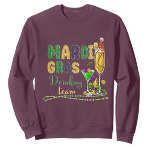 Funny Mardi Gras Drinking Team Sweatshirt Cocktails Wine Crawfish Beads Glitter Print TS11 Maroon Print Your Wear