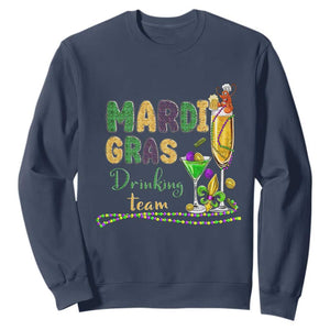 Funny Mardi Gras Drinking Team Sweatshirt Cocktails Wine Crawfish Beads Glitter Print TS11 Navy Print Your Wear