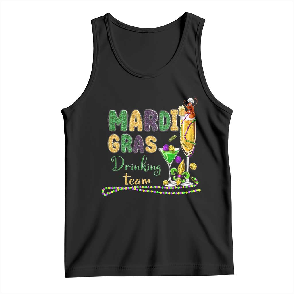 Funny Mardi Gras Drinking Team Tank Top Cocktails Wine Crawfish Beads Glitter Print TS11 Black Print Your Wear