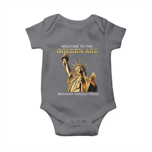 Funny Trump 2025 Welcome To The Golden Age Baby Onesie Golden Statue Of Liberty TS11 Charcoal Print Your Wear