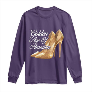 Trump Girl 2025 Golden Age Of American Long Sleeve Shirt Gold High Heels TS11 Purple Print Your Wear