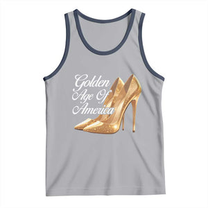 Trump Girl 2025 Golden Age Of American Tank Top Gold High Heels TS11 Athletic Heather Navy Print Your Wear