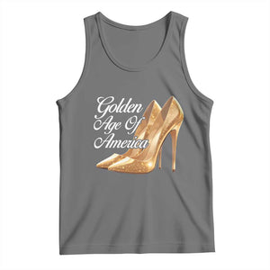 Trump Girl 2025 Golden Age Of American Tank Top Gold High Heels TS11 Black Heather Print Your Wear