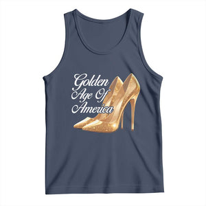 Trump Girl 2025 Golden Age Of American Tank Top Gold High Heels TS11 Navy Print Your Wear