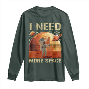 Funny Trump Mars 2025 Long Sleeve Shirt I Need More Space American Flag Astronauts Space TS11 Dark Forest Green Print Your Wear