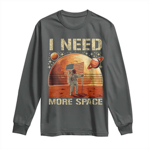 Funny Trump Mars 2025 Long Sleeve Shirt I Need More Space American Flag Astronauts Space TS11 Dark Heather Print Your Wear