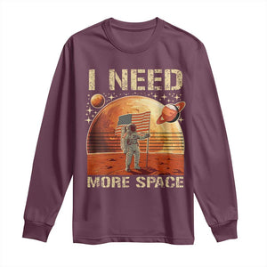 Funny Trump Mars 2025 Long Sleeve Shirt I Need More Space American Flag Astronauts Space TS11 Maroon Print Your Wear