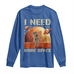 Funny Trump Mars 2025 Long Sleeve Shirt I Need More Space American Flag Astronauts Space TS11 Royal Blue Print Your Wear