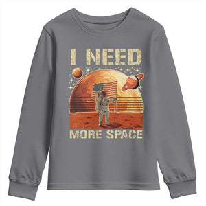 Funny Trump Mars 2025 Youth Sweatshirt I Need More Space American Flag Astronauts Space TS11 Charcoal Print Your Wear