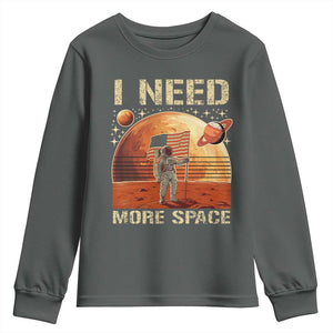 Funny Trump Mars 2025 Youth Sweatshirt I Need More Space American Flag Astronauts Space TS11 Dark Heather Print Your Wear