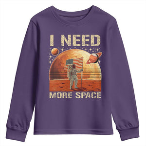 Funny Trump Mars 2025 Youth Sweatshirt I Need More Space American Flag Astronauts Space TS11 Purple Print Your Wear