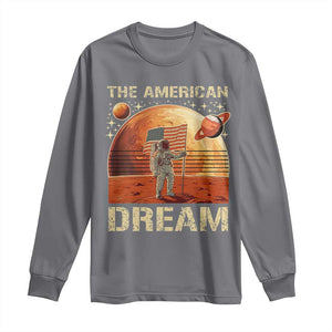 Funny Trump Mars 2025 Long Sleeve Shirt The American Dream American Flag Astronauts Space TS11 Charcoal Print Your Wear