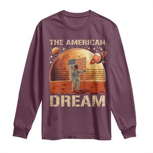 Funny Trump Mars 2025 Long Sleeve Shirt The American Dream American Flag Astronauts Space TS11 Maroon Print Your Wear