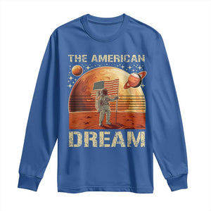 Funny Trump Mars 2025 Long Sleeve Shirt The American Dream American Flag Astronauts Space TS11 Royal Blue Print Your Wear