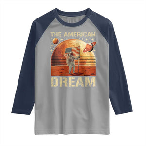 Funny Trump Mars 2025 Raglan Shirt The American Dream American Flag Astronauts Space TS11 Sport Gray Navy Print Your Wear