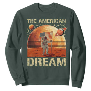 Funny Trump Mars 2025 Sweatshirt The American Dream American Flag Astronauts Space TS11 Dark Forest Green Print Your Wear