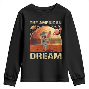 Funny Trump Mars 2025 Youth Sweatshirt The American Dream American Flag Astronauts Space TS11 Black Print Your Wear