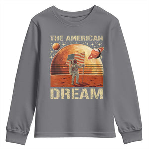 Funny Trump Mars 2025 Youth Sweatshirt The American Dream American Flag Astronauts Space TS11 Charcoal Print Your Wear