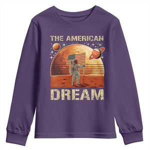 Funny Trump Mars 2025 Youth Sweatshirt The American Dream American Flag Astronauts Space TS11 Purple Print Your Wear