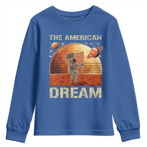 Funny Trump Mars 2025 Youth Sweatshirt The American Dream American Flag Astronauts Space TS11 Royal Blue Print Your Wear