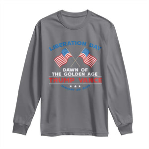 Trump Vance Liberation Day 2025 Long Sleeve Shirt Dawn Of The Golden Age American Flag TS11 Charcoal Print Your Wear