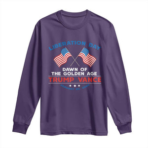 Trump Vance Liberation Day 2025 Long Sleeve Shirt Dawn Of The Golden Age American Flag TS11 Purple Print Your Wear