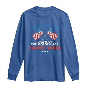 Trump Vance Liberation Day 2025 Long Sleeve Shirt Dawn Of The Golden Age American Flag TS11 Royal Blue Print Your Wear