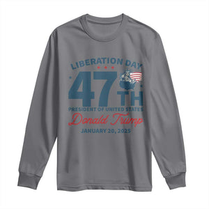 Trump Vance Liberation Day 2025 Long Sleeve Shirt 47TH President Of United States Statue Of Liberty TS11 Charcoal Print Your Wear