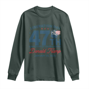 Trump Vance Liberation Day 2025 Long Sleeve Shirt 47TH President Of United States Statue Of Liberty TS11 Dark Forest Green Print Your Wear