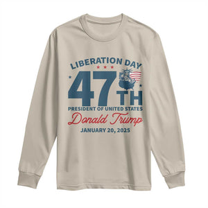 Trump Vance Liberation Day 2025 Long Sleeve Shirt 47TH President Of United States Statue Of Liberty TS11 Sand Print Your Wear