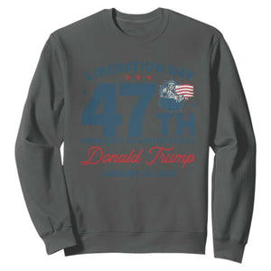 Trump Vance Liberation Day 2025 Sweatshirt 47TH President Of United States Statue Of Liberty TS11 Dark Heather Print Your Wear