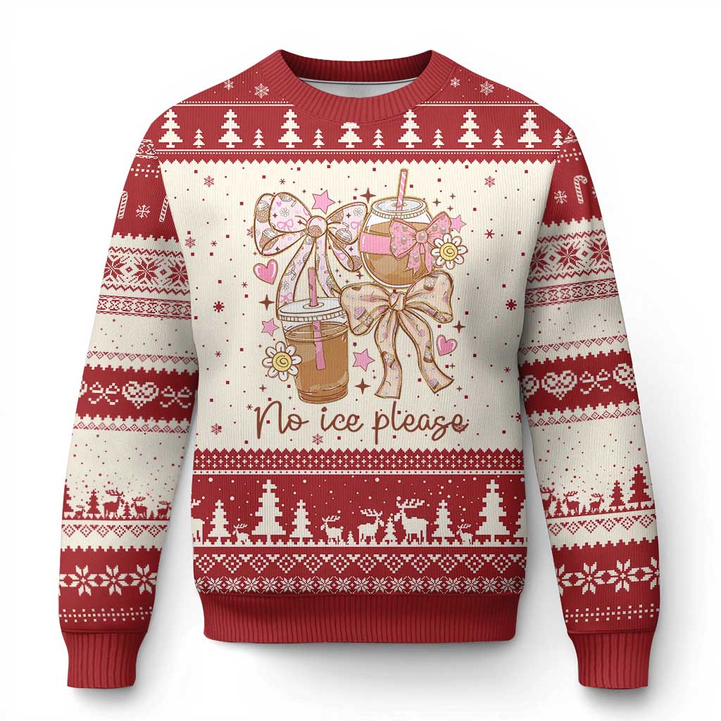 No Ice Please Ugly Christmas Sweater Funny Coffee Lover Pro Immigration Political TS11 Beige Red Print Your Wear