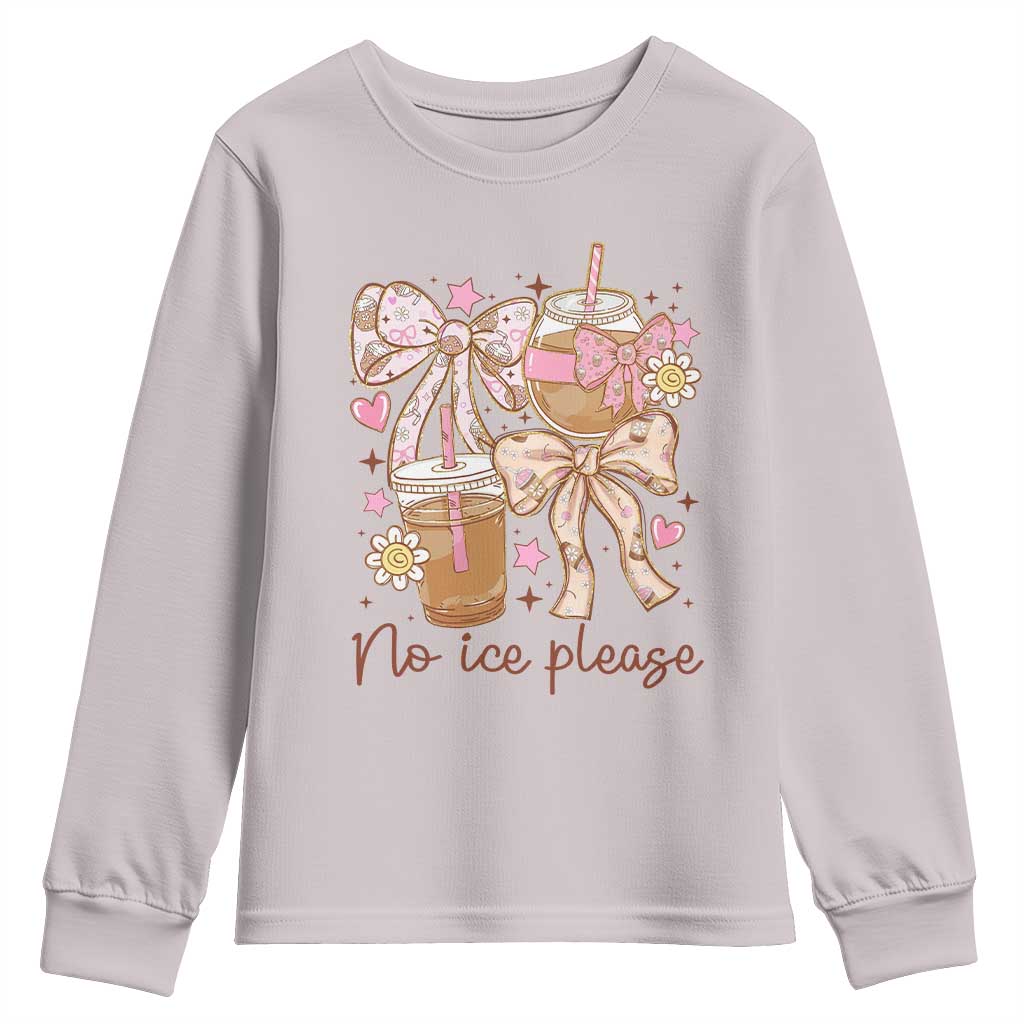 No Ice Please Youth Sweatshirt Funny Coffee Lover Pro Immigration Political TS11 Ice Gray Print Your Wear