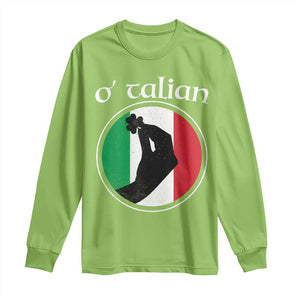 Funny O'Talian Long Sleeve Shirt St Patrick's Day Italian Pinched Fingers Shamrock TS11 Lime Print Your Wear