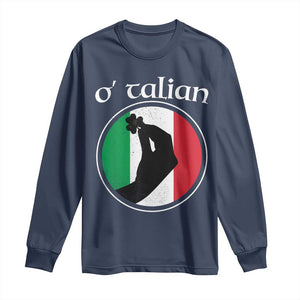 Funny O'Talian Long Sleeve Shirt St Patrick's Day Italian Pinched Fingers Shamrock TS11 Navy Print Your Wear