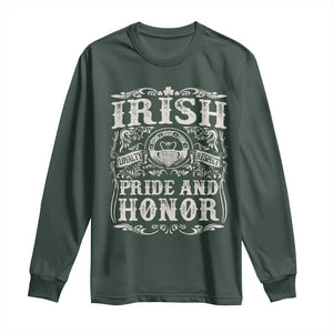 Irish Pride And Honor Long Sleeve Shirt Vintage Claddagh Ring Celtic Knot TS11 Dark Forest Green Print Your Wear